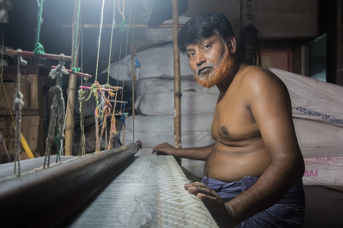 A weaver at a jamdani loom, Narayanganj