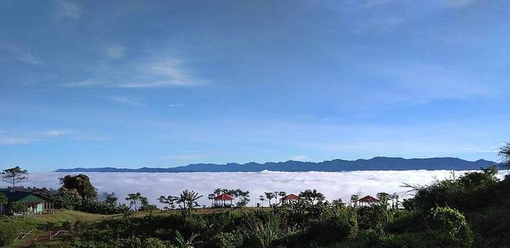 A sea of cloud over the hills at dawn in Sajek